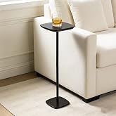 YOPENG Pedestal Side Table, Small Drink Tables Pedestal Stand, Black Square Mini End Table, Cocktail Martini Coffee Tables, Tiny Side Table for Living Room,Small Spaces,Sofa,Couch