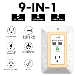 Multi Plug Outlet Surge Protector - Lvetek 3-Sided
