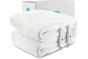 DOWIN Heated Mattress Pad King Size- Dual Controller Electric Mattress Pad King with 5 Heat Settings &10 Hrs Auto Off, Elastic Pocket Coral Fleece Electric Bed Warmer (White 80"x 78")