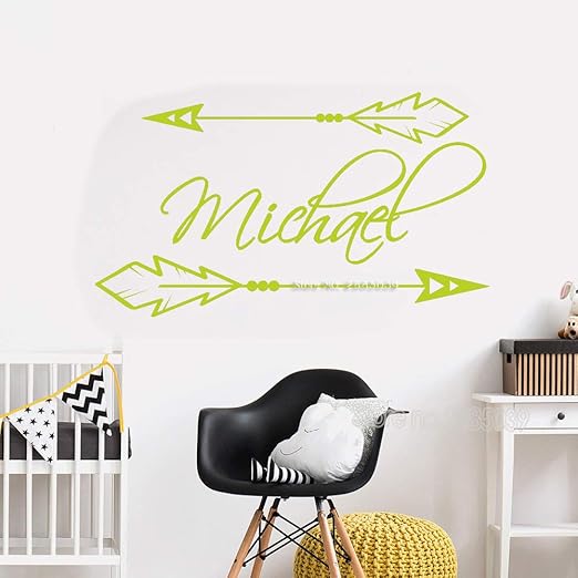Ajcwhml Logotipo De La Flecha Nombre Personalizado Arte De La Pared Jardin De Infantes Calcomanias Decoracion Del Hogar Sala De Bebe Letras Personalizadas Nombre 60 Cm X 34 Cm Amazon Es Hogar