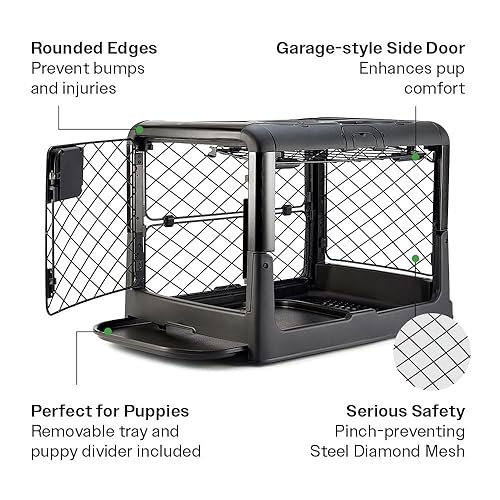 Diggs Revol Dog Crate, Charcoal, Collapsible, Portable, Easy To
