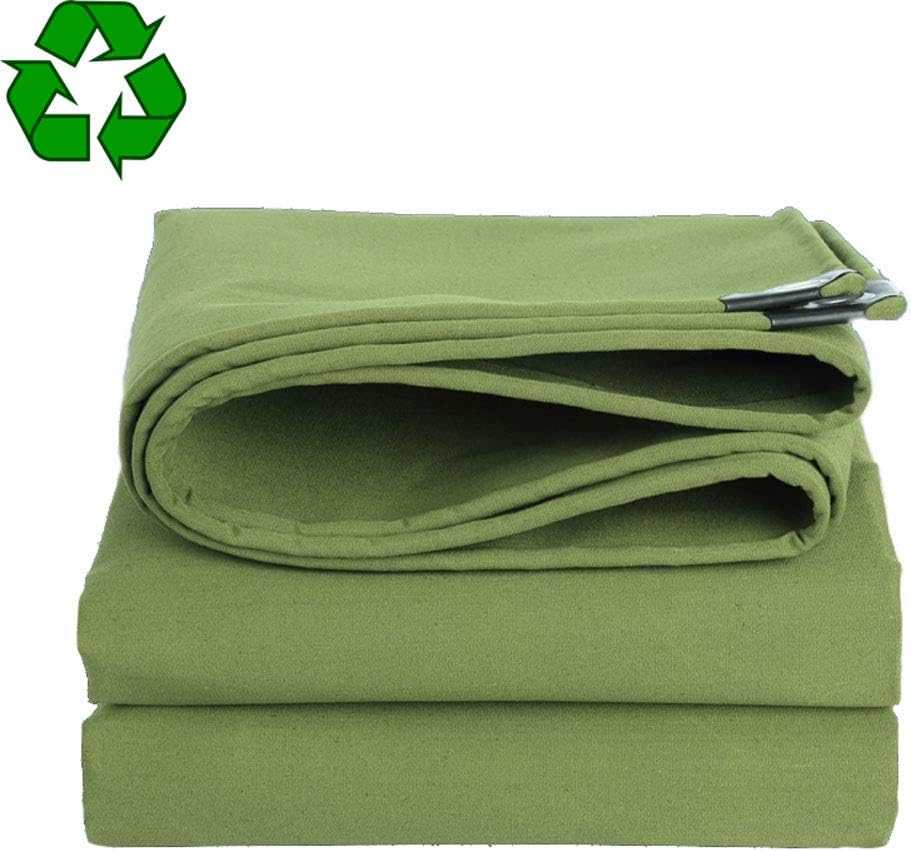LFSTY Canvas Tarp with Grommets, Green Tarps Heavy Duty Waterproof Protection Rainproof Shade Outdoor Insulation Durable Waterproof for All Purpose 30Mil Thick