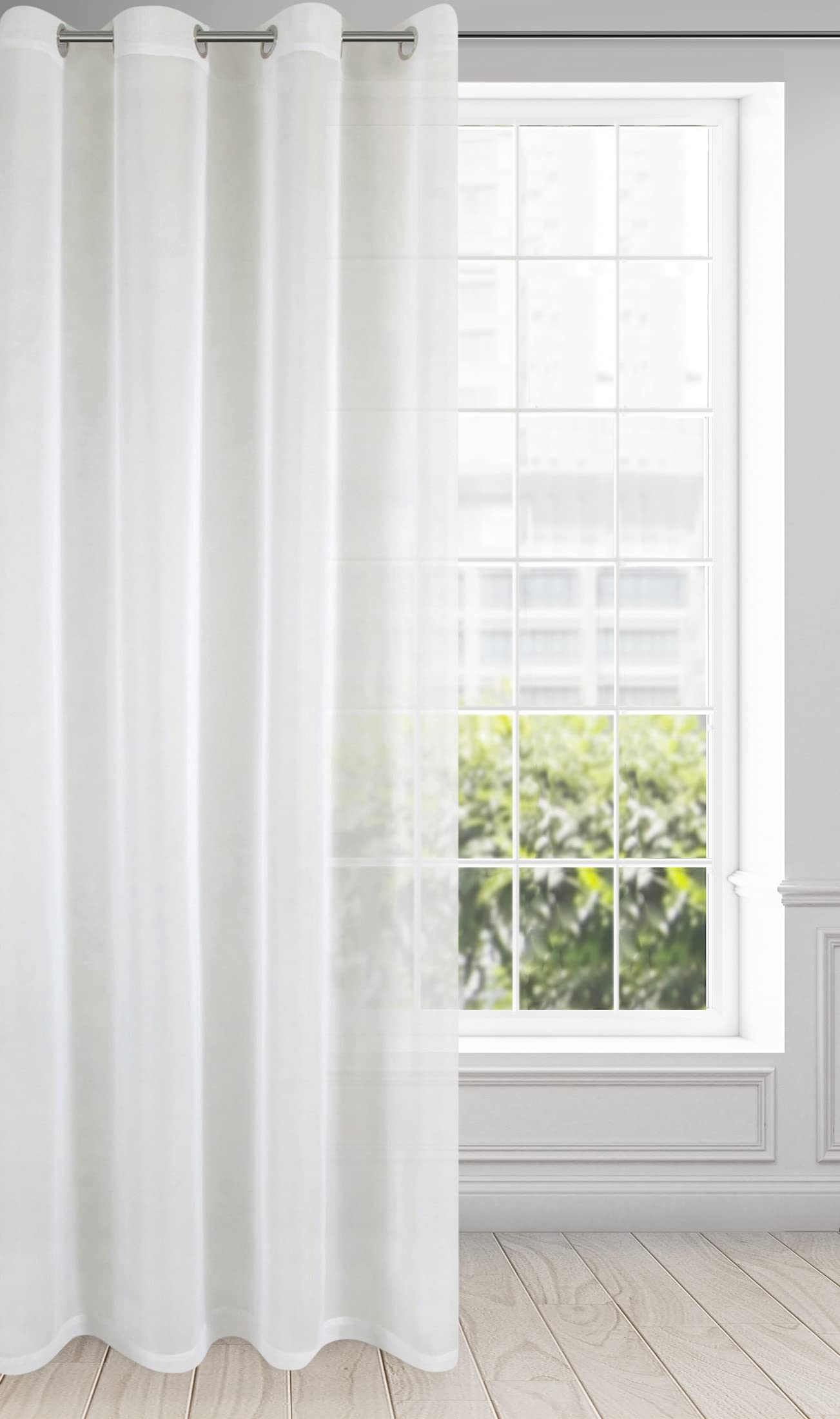 Eurofirany LUCY Voile Curtain, Sheer Curtain with Rufflette Tape - 1 Unit, Bedroom, Living Room, Kitchen, Cream, 140x250 cm