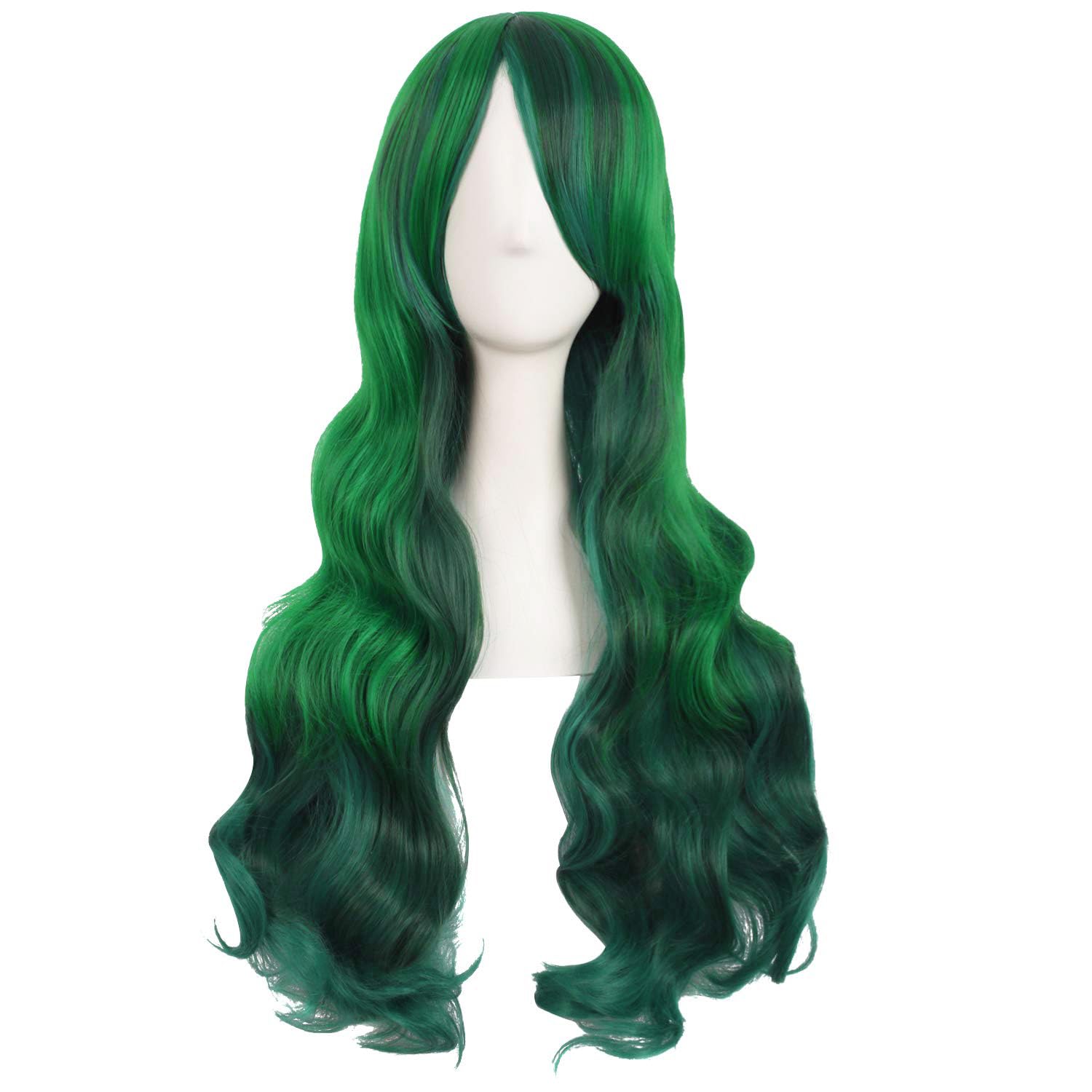 MapofBeauty 28 Inch/70cm Beautiful Long Wavy Harajuku Style Cosplay Wig (Lake Green/Grass Green)