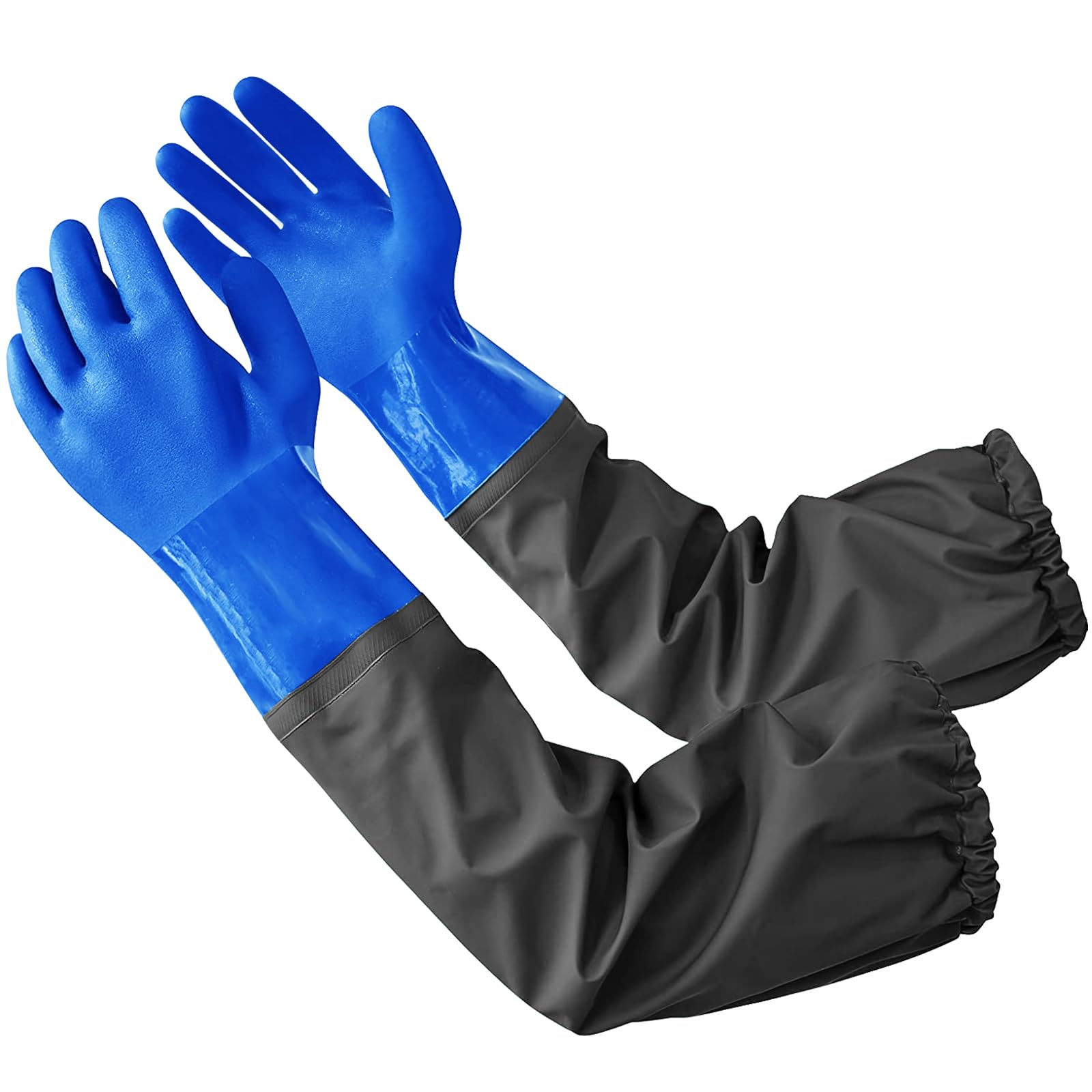 Eiito Long Rubber Gloves - 25-inch Waterproof Elbow Length for Pond and Drain Cleaning, Extra Long Sleeve Full Arm for Women (Blue, M) — image 1