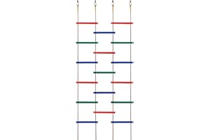 NBLOVE Innovative Rainbow Kids' Wooden Rope Ladder - 3/4/5-Group Connectivity, 14-Inch Wide, Ideal Ninja Warrior Accessory for Tree, Swing & Play (Set2: 3-Interlinked Colorful Ladders)