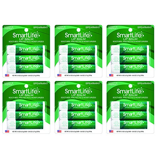 SmartLife Lip Balm, Spearmint, 3 Count (Pack of 6)