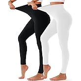 COOLOVER 2 Pack Leggings for Women - High Waisted Full Length Buttery Soft Yoga Pants for Workout Athletic Daily