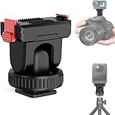 Cold Shoe Adapter Magnetic Quick Mount Compatible for DJI Osmo 360, Tripod Mount with 1/4" Screw Compatible for DJI Action 5 Pro/4/3 Action Camera DSLR Photography Accessories, 150°Tilt Adjustable