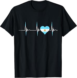 Argentina Heart Argentine Heartbeat ECG Pulse Pride T-Shirt