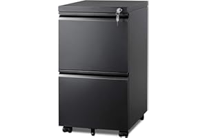 DEVAISE 2 Drawer Metal File Cabinet, Fully Assembled, Under Desk, Black, Lock, Fits Letter/Legal/A4 Size Files