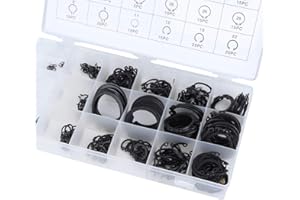 Circlip Snap Ring Gorgeri Circlip Kit Retaining Ring Kit E Clip Assortment Set 300 Piece Heat Treated Steel Retaining Ring Fastener 2-32mm 1/16" - 7/8" Circlip Set