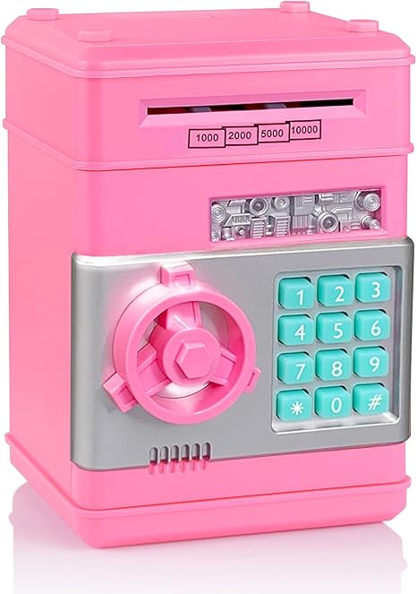 tuseasy piggy bank birthday toys gifts for 4 5 6 7 8 9 10 year old boys girls electronic real money coin atm machine plastic large saving bank safe