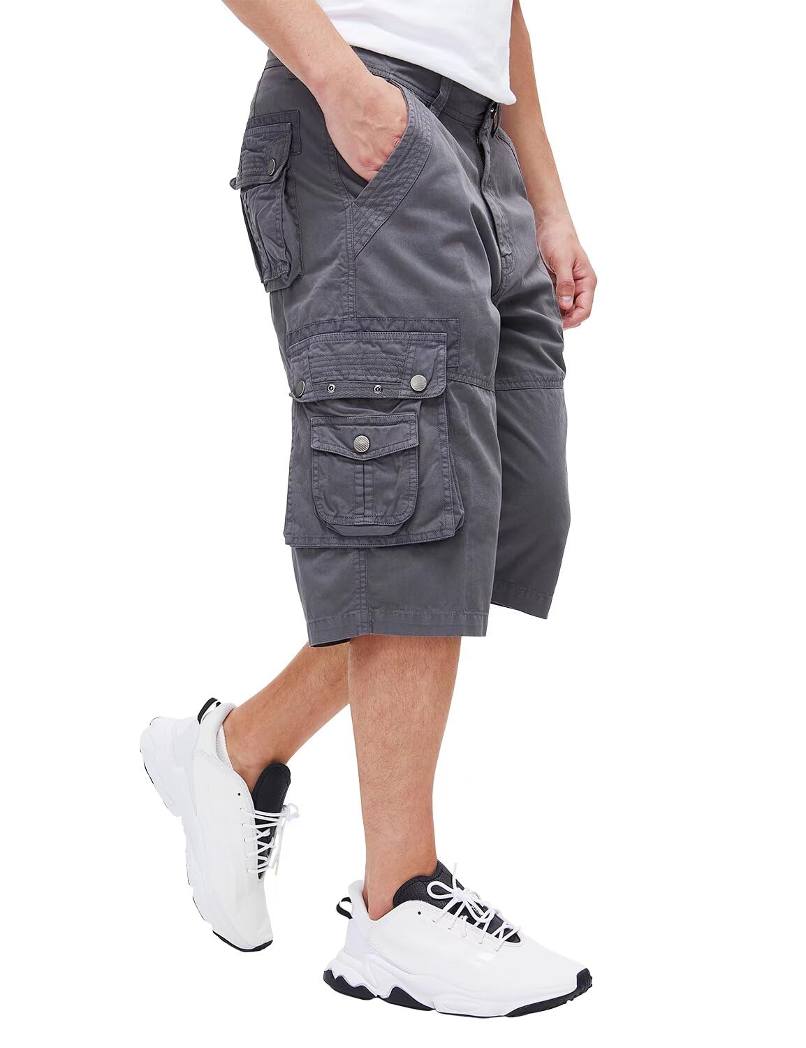 BEST SOUTH Men's Capri Long Twill Cargo Shorts Below Knee 13