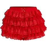 BEAUDRM Women's Ruffle Shorts Y2k Lace Lolita Bloomers Elastic Waist Bottoms Shorts Micro Boyshorts