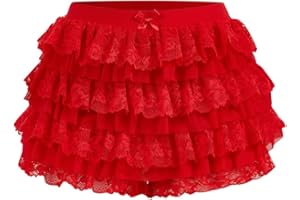 BEAUDRM Women's Ruffle Shorts Y2k Lace Lolita Bloomers Elastic Waist Bottoms Shorts Micro Boyshorts