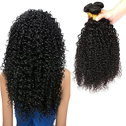 JINREN Hair 7A Brazilian Virgin Curly Hair Weave 1 Bundle 100g 20inch 100% Unprocessed Brazilian Kinky Curly Human Hair Extensions Natural Black Color