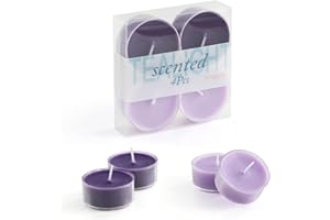 Linegohts Assorted Scented Tea Light Candles - 4 Scented Clear Cup Tea Lights - 4 Hours Long Burning for Wedding, Valentine’s Day, Anniversaries, Christmas, Parties (Lavender)