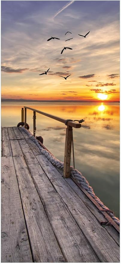 Posterdepot Ktt0360 Affiche De Porte Motif Ponton Au Dessus De La Mer Au Coucher Du Soleil 93 X 5 Cm Amazon Fr Cuisine Maison