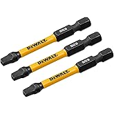DEWALT FLEXTORQ Square #3 Bits 3Pk, Robertson 1/4 x 2-1/4in for Impact Drivers & Drills, Hex Shank (DWAF2SQ3IR3)