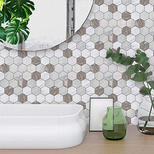 GanDecor Marble Pattern Wall Sticker Tiles Stair Decal DIY Home Decorative Mural Wallpaper Self Adhesive Easy To Install 5.9x5.9 X 10 Pcs