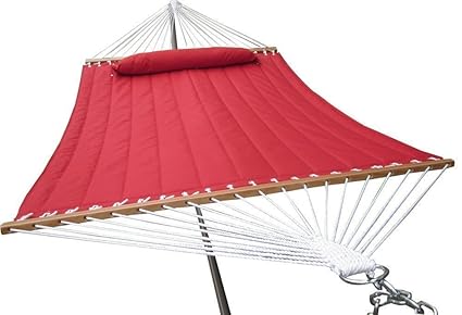 Airblasters Double Soft Cotton Fabric Hammock red Color with Pillow, Swing Outdoor Thickening Casual Hammock Weight Capacity(450 Lbs)
