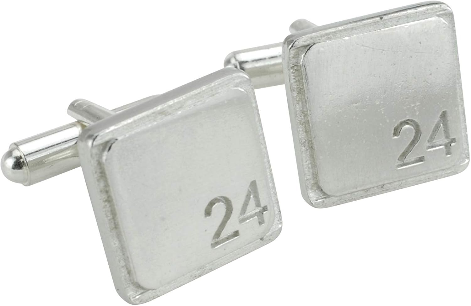 Square Cufflinks with ‘24’ Engraved - 24th Anniversary - Image 3