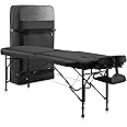 DR.LOMILOMI Portable Massage Table, Ultra-Light Travel-Sized Aluminum Foldable Massage Table, Wide Spa Bed Package 302 Halia (Black, with Side Arm Extensions)