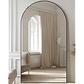LadyNow Full Length Mirror, 78"x38" Oversized Floor Mirror Freestanding, Full Body Floor Standing Mirror with Stand, Hanging Mounted for Bedroom Living Room, Black, Arched Style