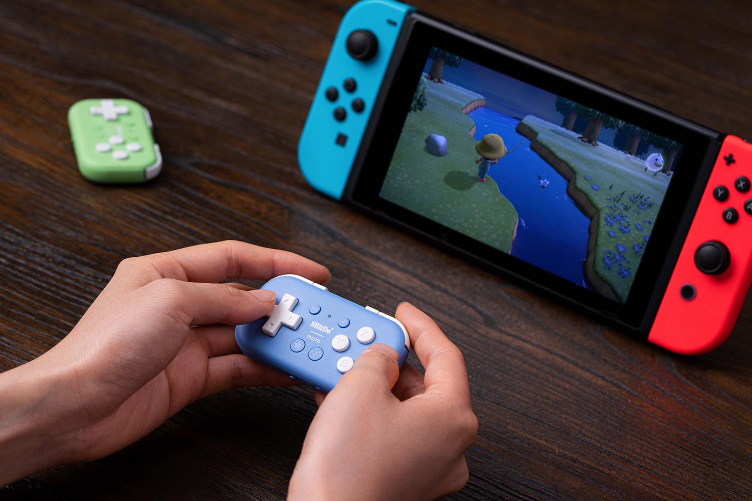 8Bitdo Micro Bluetooth Gamepad Pocket-sized Mini Controller for Switch, Android, and Raspberry Pi, Support Keyboard Mode (Blue) 8