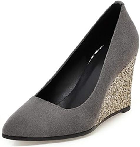 Amazon スエード パンプス ウェッジソール ポインテッドトゥ レディース 靴 スパンコール キラキラ 走れる シューズ 8cm 6cm フォーマル 通勤 コスプレ コンフォートシューズ 黒 ハイヒール パンプス