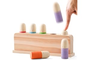 ETUCDOSE Pop Up Toy Multicolor Puppets | Wooden Color Sorting Toys | STEM Montessori Color Matching Toys | Preschool Learning Educational Toys Gifts for Kids Boys Girls Ages for 1 2 3 Years (Classic Colours)