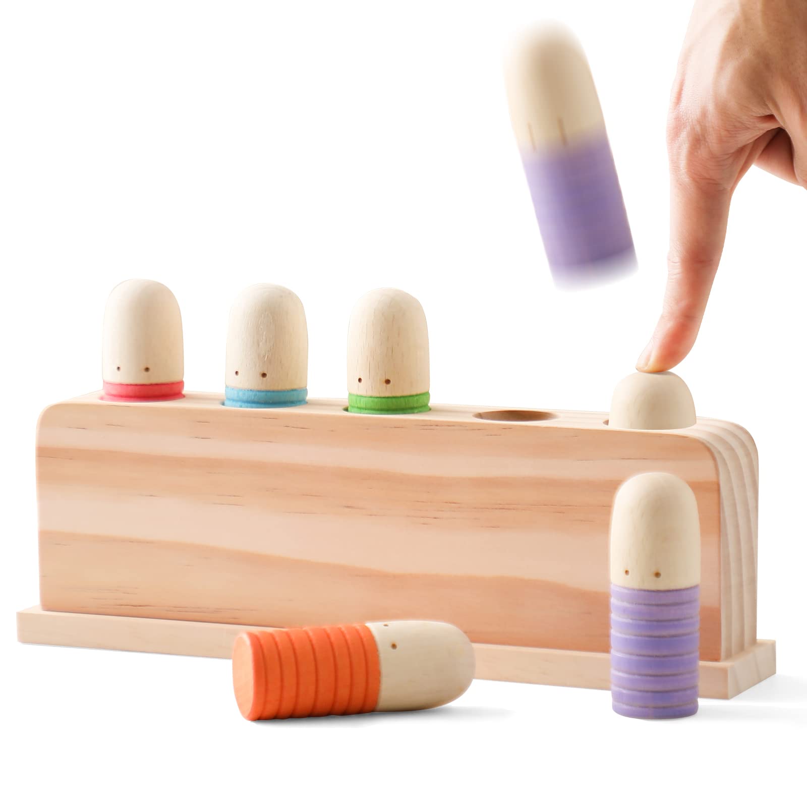 Photo 1 of Pop Up Puppets | Multicolor Wooden Color Sorting & Montessori Color Matching Toys | Preschool Learning Educational Toys for Kids Boys & Girls Ages 3+