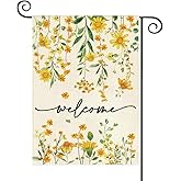 Baccessor Summer Welcome Garden Flag Floral 12.5 x 18 Inch Double Sided Daisy Funny Yellow Spring Seasonal Yard Flag Vertical Farmhouse Yard Outdoor Decoration