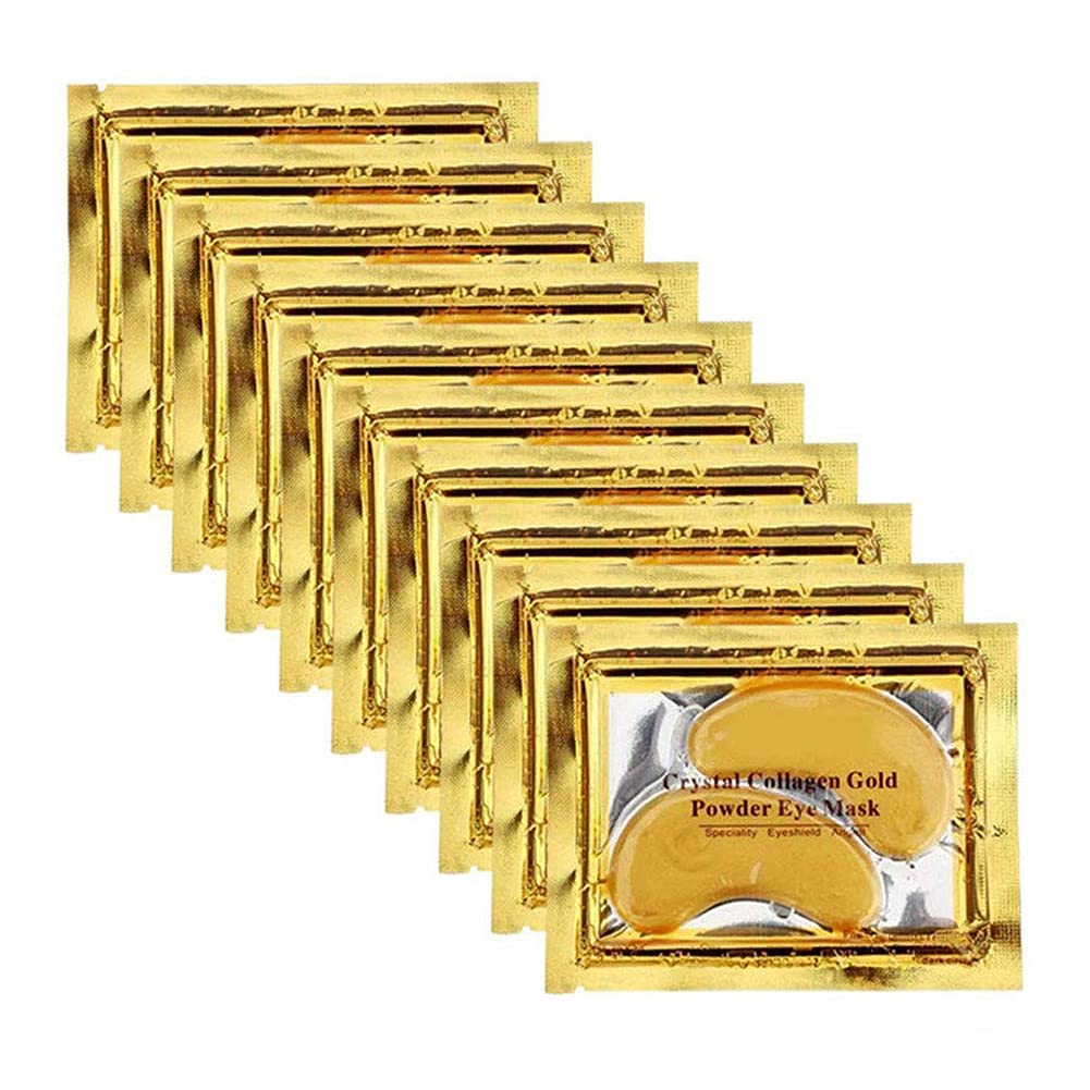 Lanruosu 20 Pairs Collagen Gold Eye Masks Powder Crystal Gel Eye Masks For Anti Aging, Remove Bags, Anti Wrinkles, Moisturizing & Hydrating, Under Eye Patches (Golden)