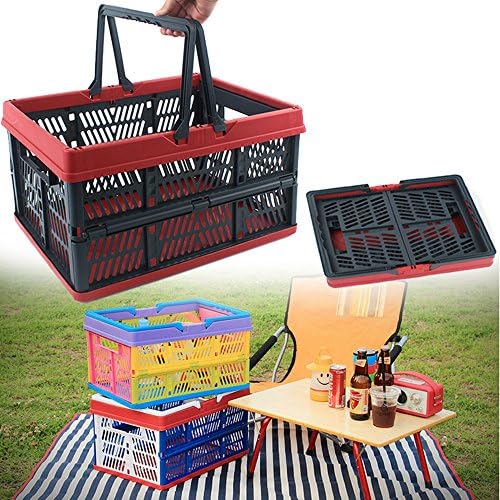 MEAILE New Foldable Storage Cube Basket Camping Picnic Basket Toy Kitchen Sets Plastic,Portable Storage for Camping,Swimming,Seaside,Picnic (Red)