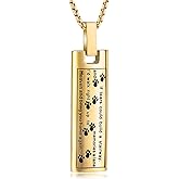 Oinsi Pet Urn Necklace for Ashes Stainless Steel Cremation Jewlery Paw Print Keepsake Memorial Ashes Necklace for Dogs Cats