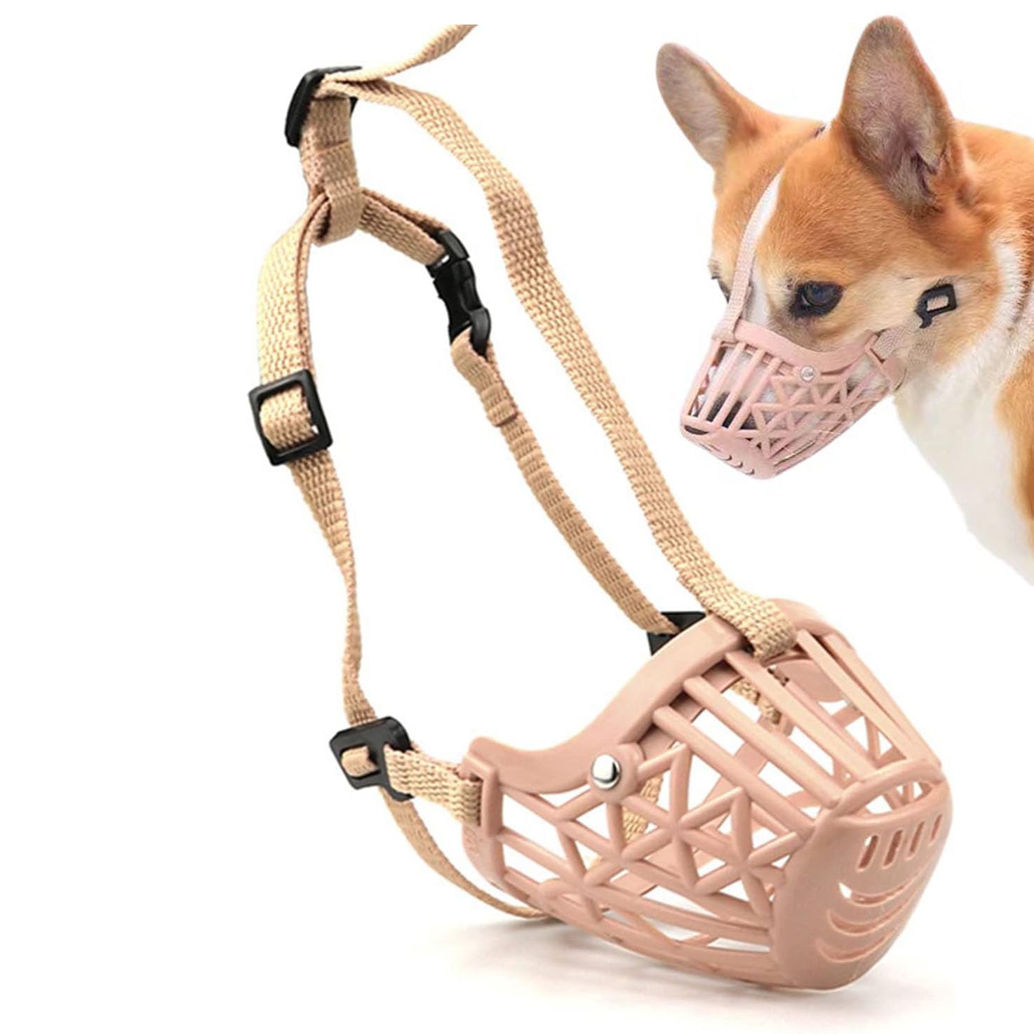 Dog Muzzle, Humane Design Breathable Doggy Panting and Drinking Adjustable, Padded, Puppy Training Muzzle for Small Medium Large Dogs, Prevent Biting, Wildlife Scavenging (3XL)