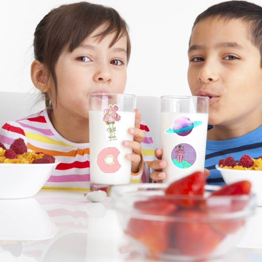 Sunvito Stickers for Water Bottles, 53 Pack Laptop Stickers for Guitar, Skateboard, Phone, Luggage, Cute Waterproof Stickers for Teens, Girls, Kids (Pink)