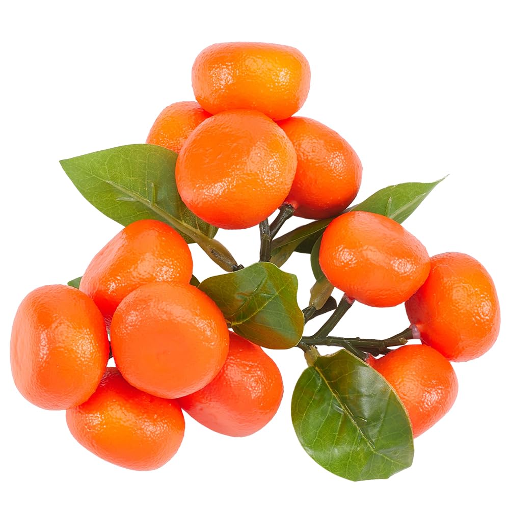 CREATCABIN 3 Clusters Artificial Orange Fake Oranges Realistic Simulation Mini Oranges for Decorative Foam Limes Tangerine Citrus Model Props Lifelike Fake Fruits for Table Display 1.38inch 12Pcs