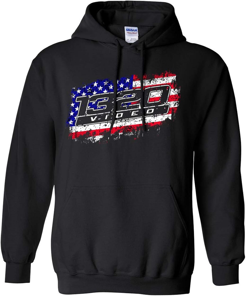 1320Video American Flag Hoodie (Small) Black Clothing