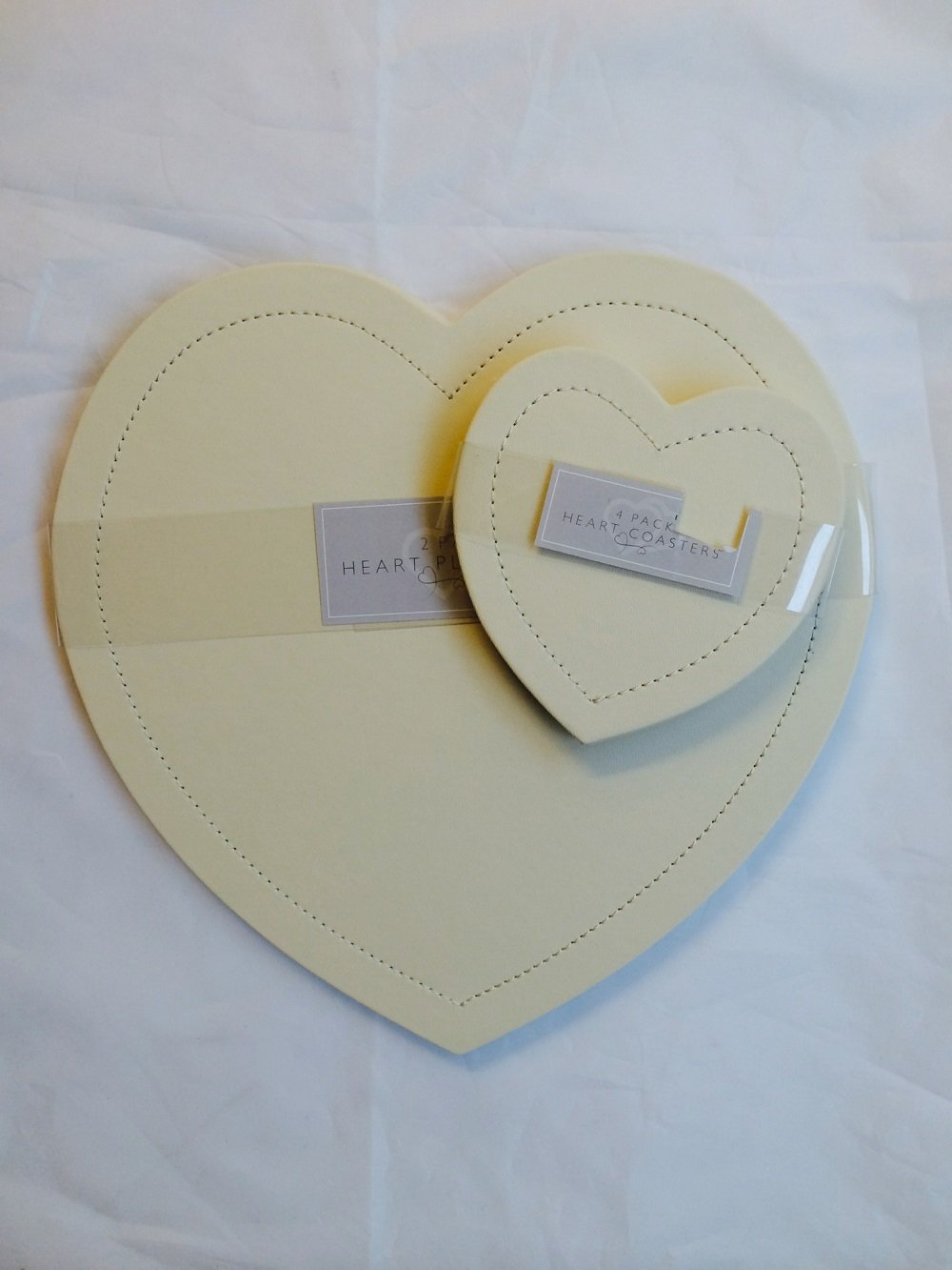 New Cream Heart Shape Placemats & Coasters Faux Leather Home Table