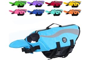 EMUST Life Vests for Dogs, Lightweight Small/Medium/Large Dog Life Preserver, XL Dog Life Jacket for Swimming/Boat/Water, Life Jacket for Large Dogs, Blue,XL