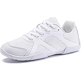 TWDKCHER Youth Cheer Shoes Girls White Cheerleading Shoes Dance Athletic Training Breathable Fabric Dancing Lightweight Competition Comfortable Sport Kids Girls Cheer Sneakers