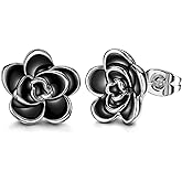 AllenCOCO Rose Flower Stud Earrings for Women Sensitive Ears, Hypoallergenic Cute Gold And Silver Rose Flower Earrings Studs for Women Nickel Free