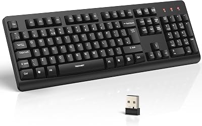 TECKNET Wireless Keyboard 2.4G USB Silent Ergonomic 8° Feet UK Layout