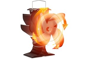 Signstek Heat Powered Wood Stove Fan for Wood/Log Burner/Fireplace/Heater, Non Electric,Eco Friendly Black Stove Fans, Circulating Warm Air Saving Fuel, 4 Blades Fan Only Bracket Not include
