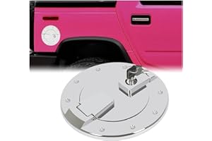 HECASA Locking Fuel Door Compatible with 2003-2009 Hummer H2 SUV SUT Gas Cap Tank Cover Heavy Duty Aluminum Silvery Chrome