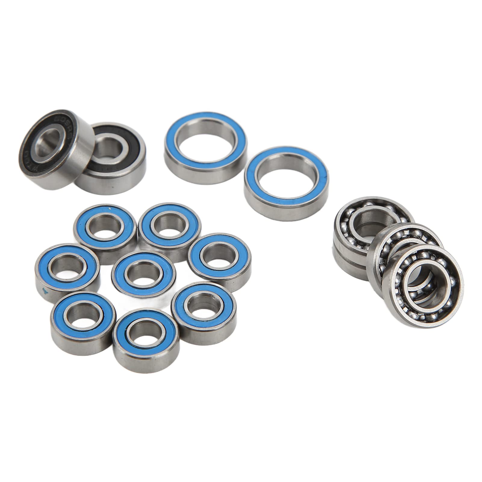 RC Axle Bearings, Low Friction High Precision Stainless Steel Bearing Set, 16pcs Ball Bearing Kit for Model Car Upgrades, Remote Control Car Parts, 1/10 Scale Front Rear Axles