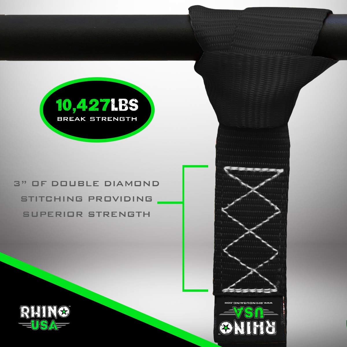 RHINO USA Soft Loops Motorcycle Tie Down Straps (4pk) - 10,427lb Max Break Strength 1.7” x 17” Heavy Duty Tie Downs for use with Ratchet Strap - Secure Trailering of Motorcycles, Kayak, Jeep, ATV, UTV: Automotive